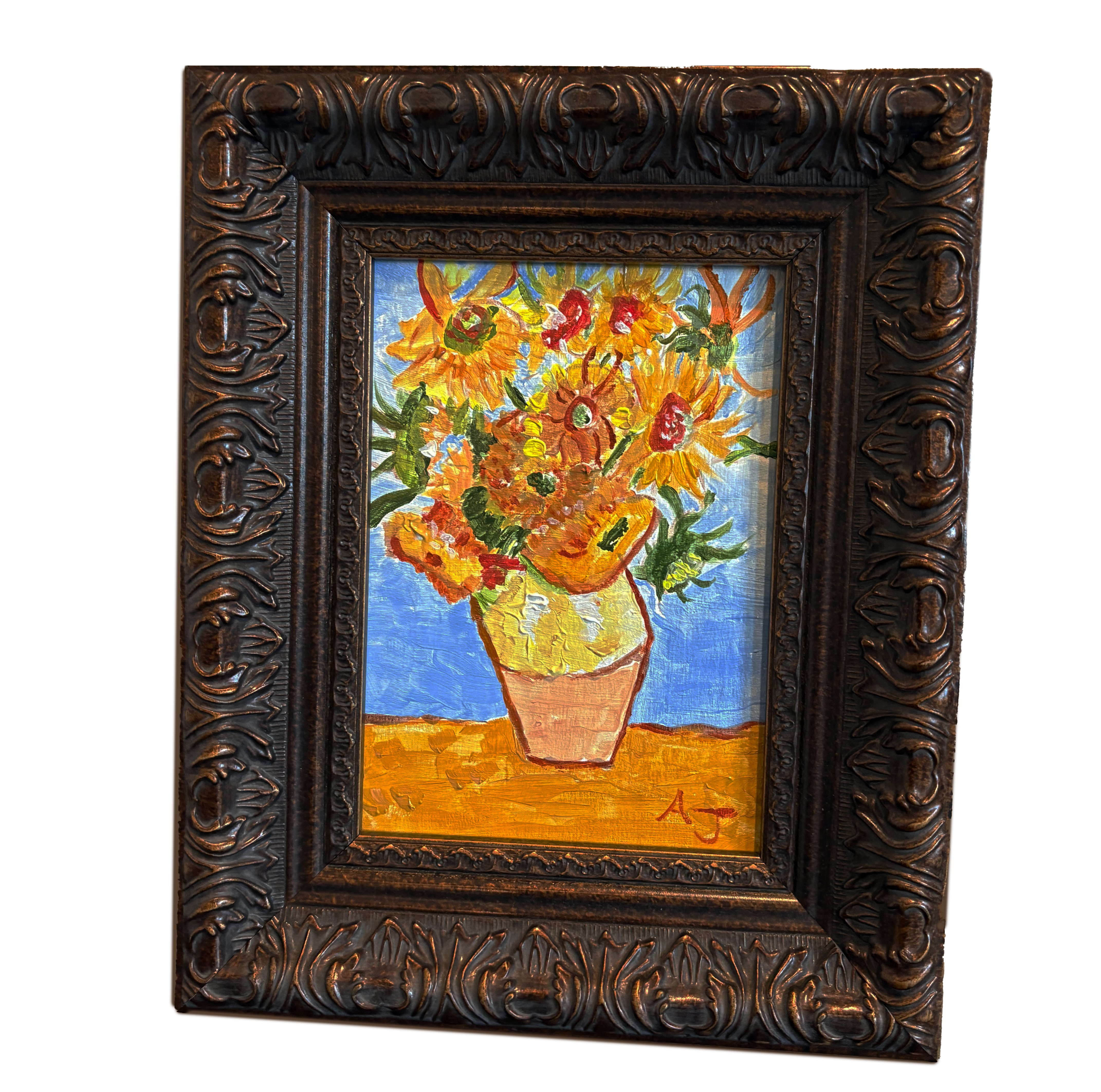 Vase with Sunflowers - After Vincent Van Gogh Hand Painted Acrylic Painting
