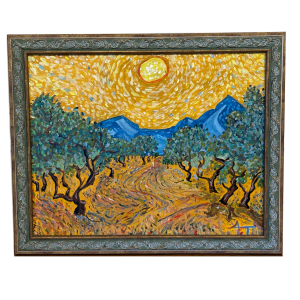 Olive Trees with Golden Sun - After Vincent van Gogh Hand Painted Acrylic Painting