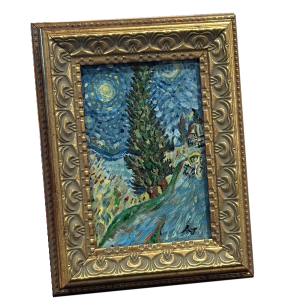 Road with Cypress and Star - After Vincent Van Gogh Hand Painted Acrylic Painting