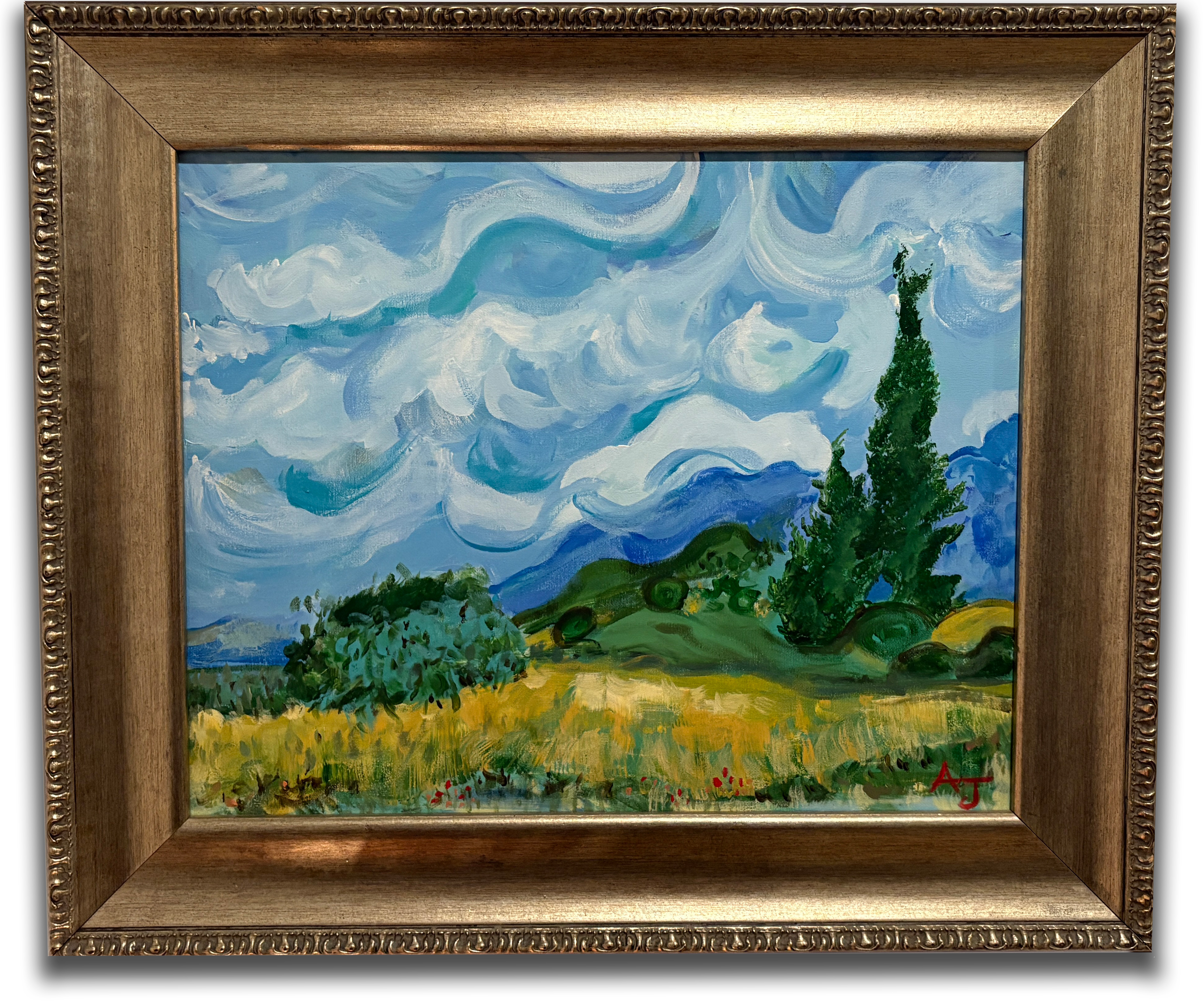 Wheatfield with Cypresses - After Vincent van Gogh Hand Painted Acrylic Painting