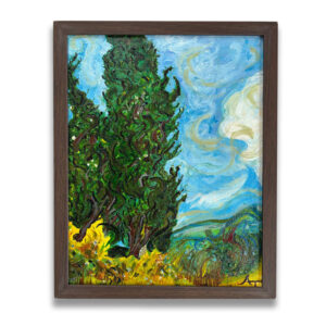 Cypresses Framed acrylic van gogh reproduction by alex johnson - fine art by AJ