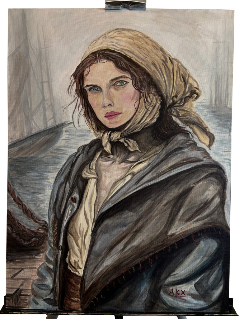 The Fisherman's Daughter Hand Painted Acrylic Painting by Alex Johnson - Fine Art by AJ Original Works