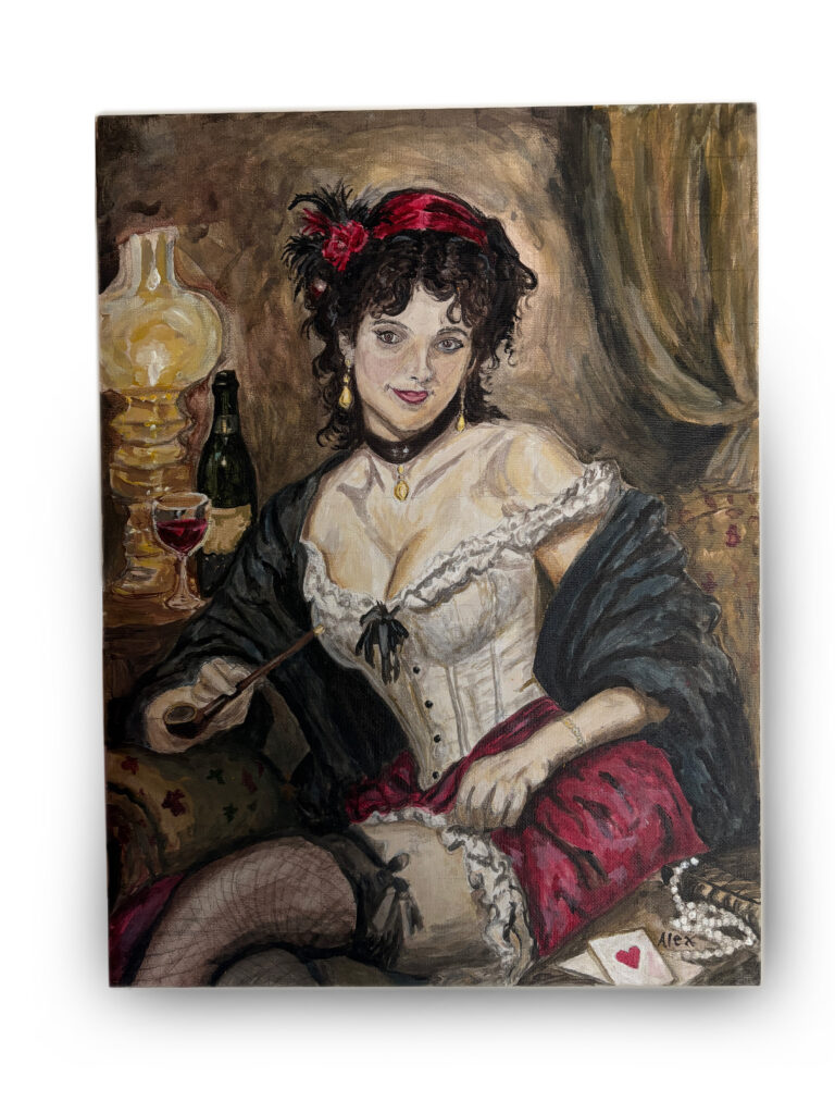 The Young Courtesan Original Acrylic Painting by Alex Johnson - Fine Art by AJ